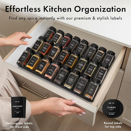 Square Spice Jars with Black Bamboo Wooden Lid Spice Jars with Shaker Insert - Image 3