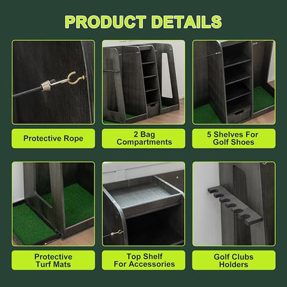 Golf Bag Organizer Storage Rack Large Wooden - Image 3