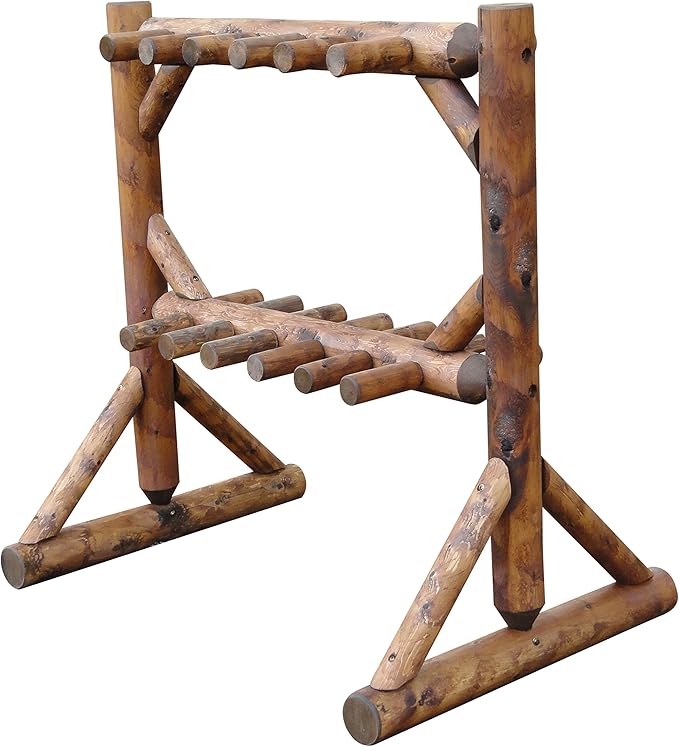 11-Place Freestanding Log Ski Rack Holder, Indoor & Outdoor Snowboard Racks - Image 5