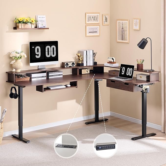 RedLemon 75X60 Inches L Shaped Electric Standing Desk, Height Adjustable Corner - Image 7