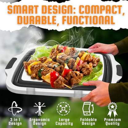 MAYALEAD BBQ Prep Tub with 2 Pcs Meat Shredder Claws, Collapsible Cutting Board - Image 6