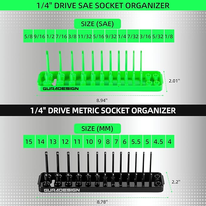 8PCS Socket Organizer Set, Socket Holder, 1/2" Metric & SAE Socket Tools Trays. - Image 4
