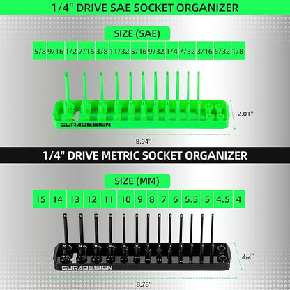 8PCS Socket Organizer Set, Socket Holder, 1/2" Metric & SAE Socket Tools Trays. - Image 4