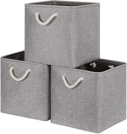 Bidtakay Grey Baskets Foldable Storage Cube Bins 13x13x13 Cube Storage by BidtakayBaskets