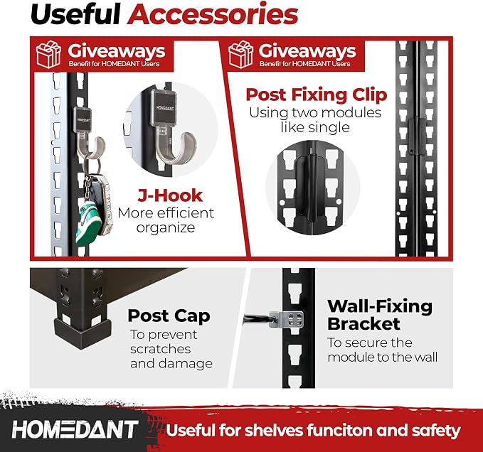 HOMEDANT 5 Tier Storage Shelves Adjustable Laminated Boltless Garage Metal - Image 5