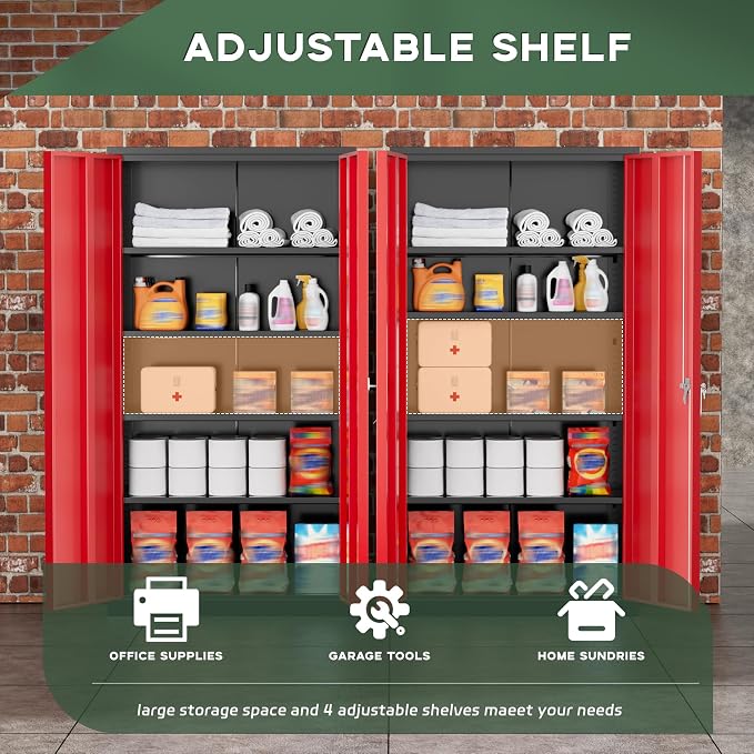 Greenvelly Metal Garage Storage Cabinet, Tall Cabinets - Image 4