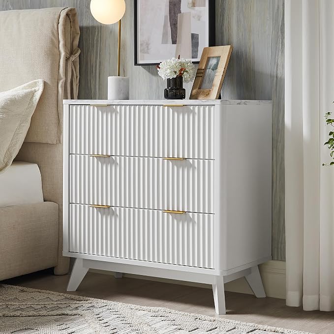 T4TREAM Fluted 3 Drawers Nightstand Set of 2, Oversized Extra Large Modern Side - Image 2