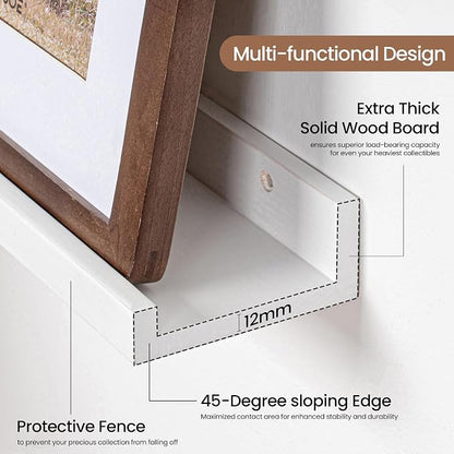 Picture Ledge Shelf, Solid Pine Wood Floating Shelves Set of 2, 24 Inches - Image 4