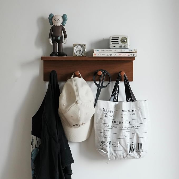 Entrance Coat Rack ，Coat Hooks, Wall-Mounted Wooden Hook Rack, Wall-Mounted - Image 2