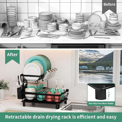 MOUKABAL Dish Drying Rack, 2 Tier Dish Rack, Large Dish Racks - Image 8