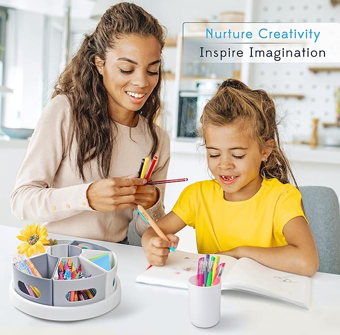 Rotating Art Supply Organizer for Kids, Marker Organizer for Teacher Desk - Image 3