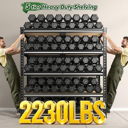 72.2" H Garage Shelves 2230LBS Storage Shelves, 5 Tier Adjustable Metal Shelving - Image 5