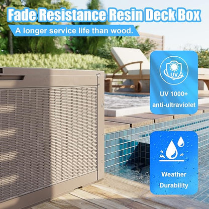 280 Gallon Large Resin Deck Box, Lockable Outdoor Storage Box - Image 2