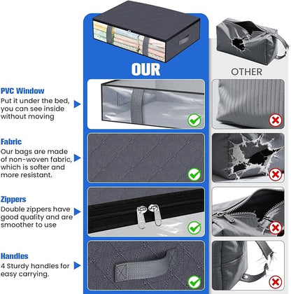 Under Bed Storage Containers, 6 Pack Blanket Storage Bags, Collapsible Storage - Image 6