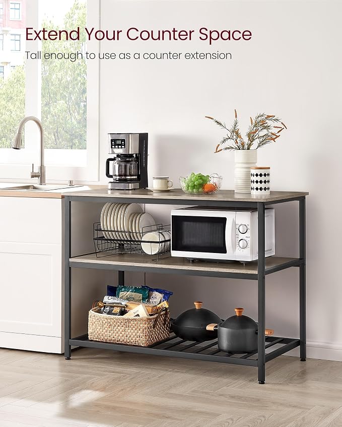 VASAGLE Kitchen Island with 3 Shelves, 47.2 Inches Width Kitchen Shelf with - Image 6