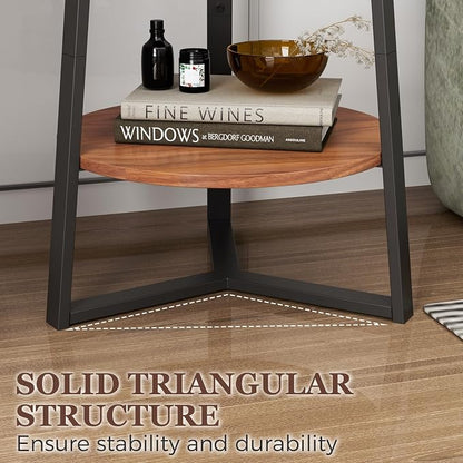 Gadroad Round End Table with Storage Shelf, 2 Tier Farmhouse Side Table - Image 5