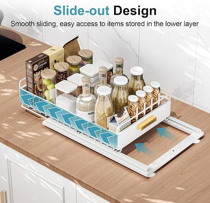 Under Sink Organizer, 2 Pack Pull Out Kitchen Cabinet Organizer, Mute Slide-Out - Image 3