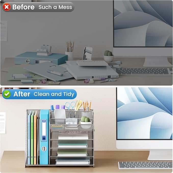 Lavatino 5-Tier Metal Mesh Desk Organizer - Image 3