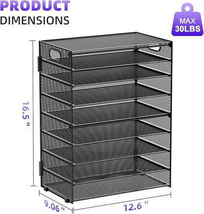 Marbrasse Paper Organizer Letter Tray, 9 Tier Mesh File Organizer - Image 6
