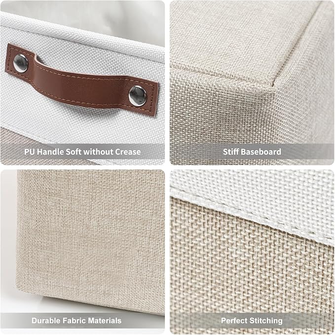 13x13 Cube Storage Bins, Collapsible Fabric Storage Box, 4 Pack Closet Baskets - Image 6