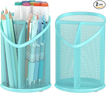 2 Pack Pen Holder Mesh Round Pencil by Delifox