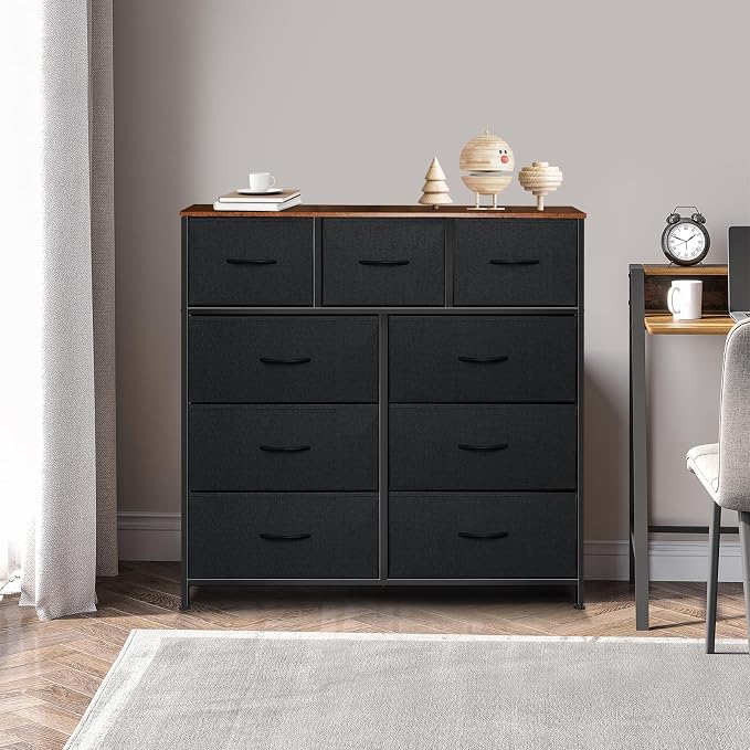 Dresser for Bedroom with 9 Drawers, Chest of Drawers, Storage Drawers Organizer - Image 4
