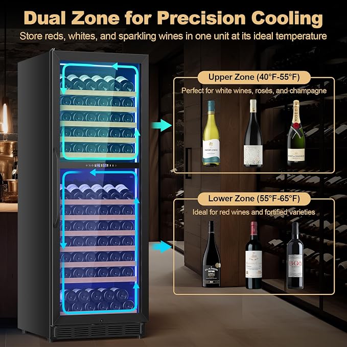24 Inch Dual Zone Wine Cooler Refrigerator, Large Capacity - Image 2