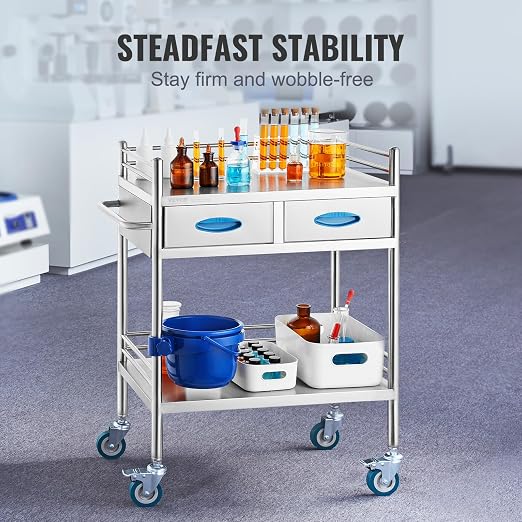VEVOR Lab Serving Cart Utility Cart Stainless Steel Medical Cart - Image 3