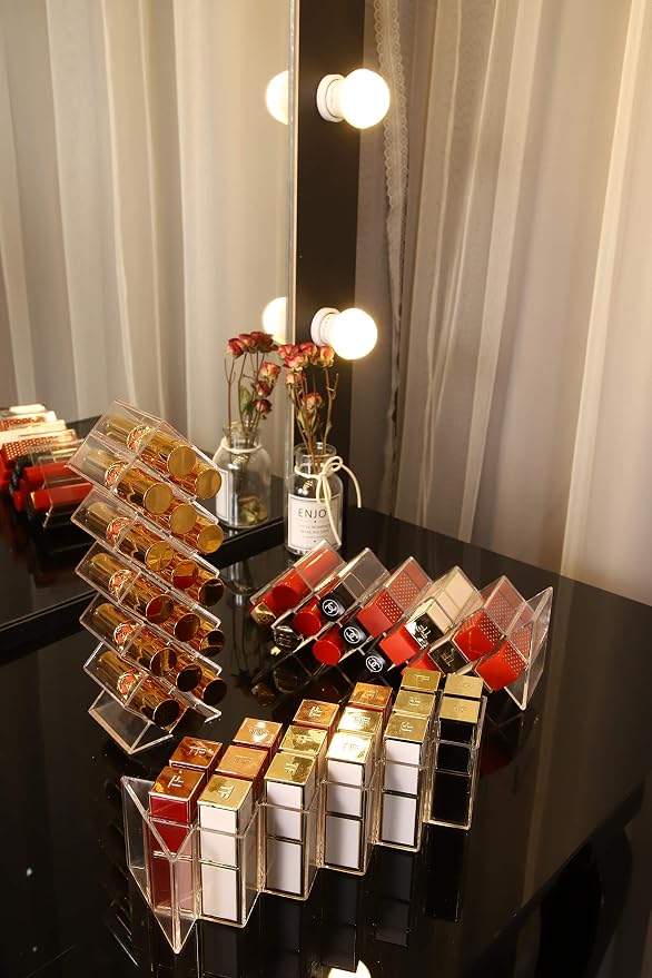 Lipstick Holder Organizer 48 Spaces Acrylic Stackable Fish Shape Lipstick Tower - Image 7