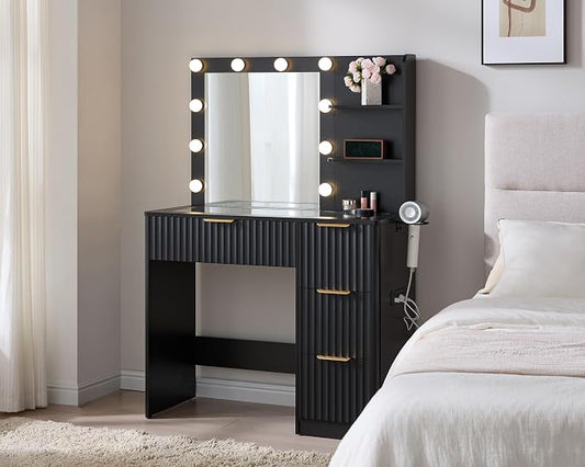 AMERLIFE 36.2" Fluted Vanity Desk by AMERLIFE