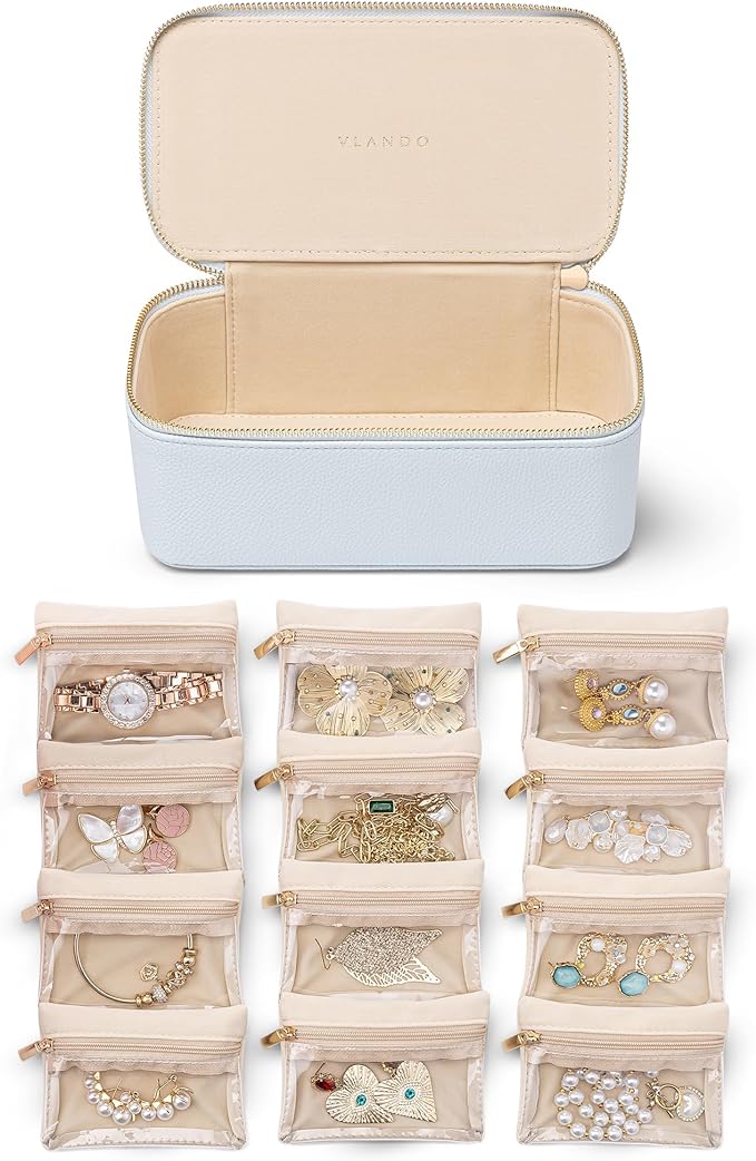 Vlando Travel Jewelry Case Organizer, Small Jewelry Box by VLANDO