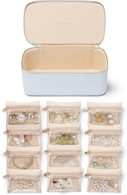 Vlando Travel Jewelry Case Organizer, Small Jewelry Box by VLANDO