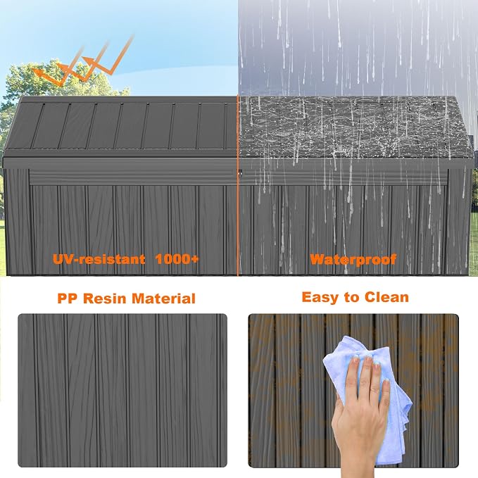 EasyUp 180 Gallon Outdoor Deck Box Waterproof, UV Resistant Resin Outdoor - Image 8