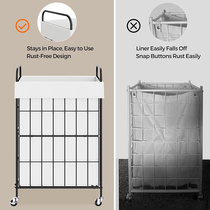 Laundry Hamper with Wheels, 90L Laundry Basket with Handle, Laundry Sorter with - Image 3