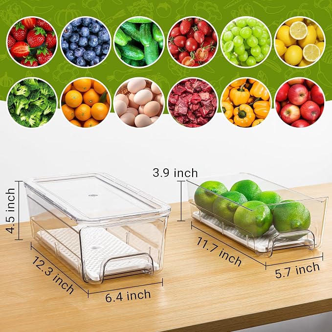 Imncya 4 Pack Fridge Organizer Drawers Bins, Fridge Storage Container - Image 2