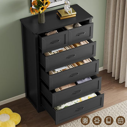 Tall 6-Drawer Dresser for Bedroom, Modern Wooden Chest of Drawers - Image 5