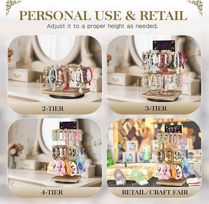 LadyRosian 3-Tier Wooden Rotating Jewelry Display Stand | Bracelet & Keychain - Image 7