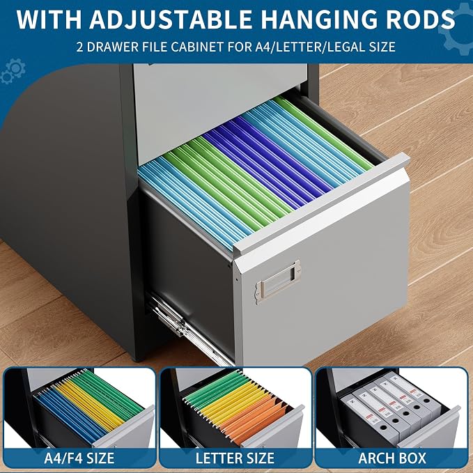 4 Drawer File Cabinet, Vertical Filing Cabinets - Image 4