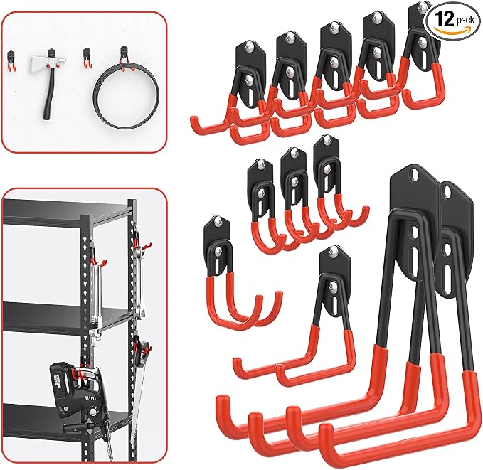 WALMANN 12 PCS Garage Storage Hooks, Wall Mount Utility Hooks by WALMANN