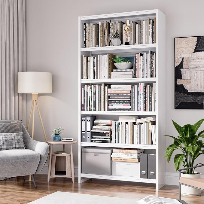 69" Tall Bookcase, 5-Tier Wide Bookshelf, Library Book Case - Image 2