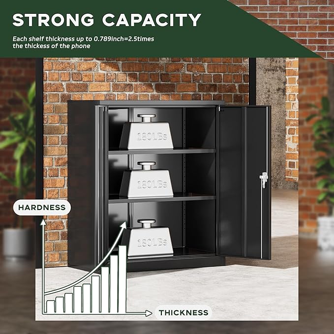 Greenvelly Metal Storage Cabinet, Lockable Storage Cabinets - Image 7