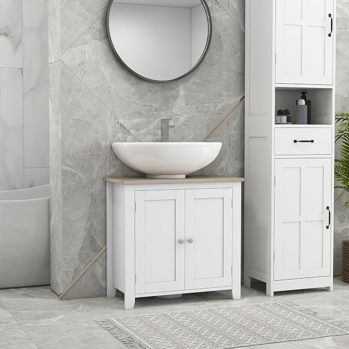kleankin Pedestal Sink Storage Cabinet, Under Sink Cabinet - Image 2