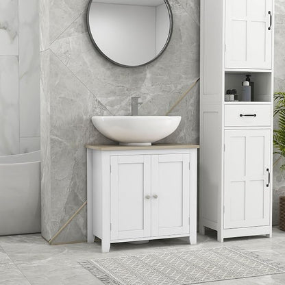 kleankin Pedestal Sink Storage Cabinet, Under Sink Cabinet - Image 2