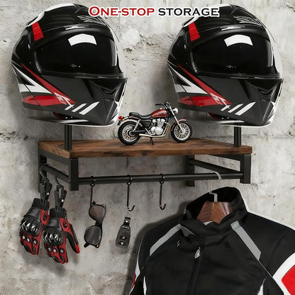 Motorcycle Helmet Holder Wall Mount, Gear Storage Rack - Image 3