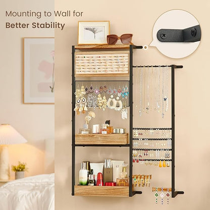 Pinzoveco Hanging Jewelry Organizer Wall Mounted, Large Hanging Jewelry - Image 3