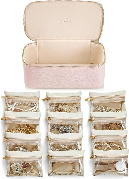 Vlando Jewelry Box with 12 Velvet Jewelry Bags Travel Jewelry Case by VLANDO