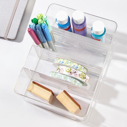 STORi 4-Compartment Clear Plastic Organizer, Rectangular Divided Makeup and - Image 8