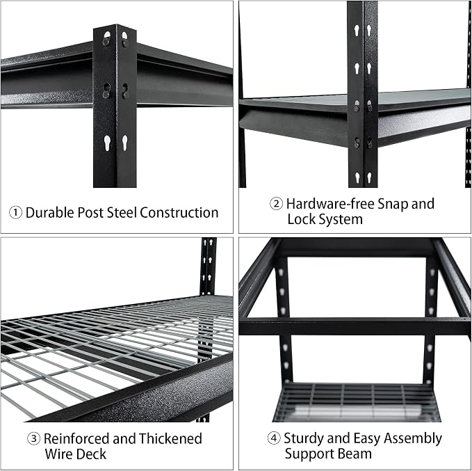 The Atlas 72" W Metal Garage Shelving Unit Load 12000 Lbs, 4 Tier Heavy Duty - Image 6