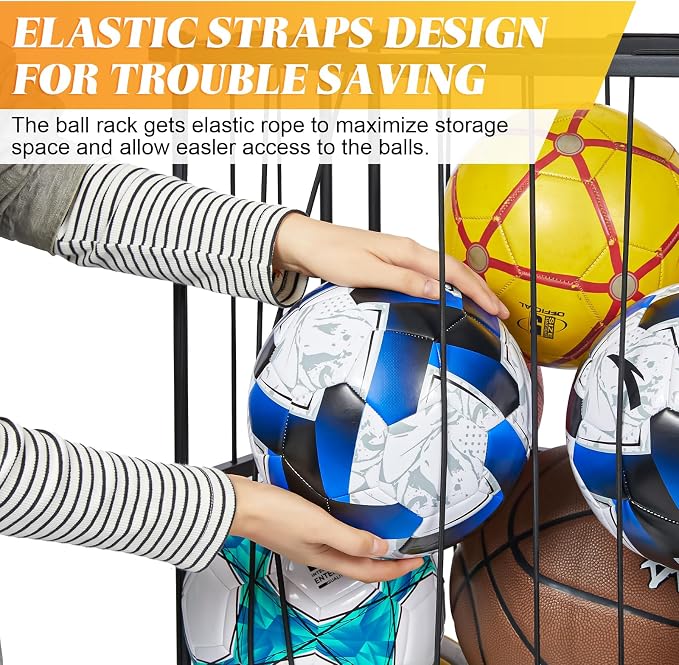 Garage Ball Storage With Baseball & Badminton Holder: Floor Sports Equipment - Image 2