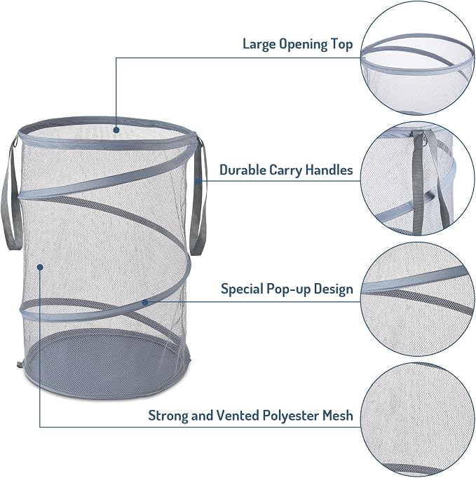 Mesh Popup Laundry Hamper 115L Collapsible Laundry Basket Extra Large Capacity - Image 4